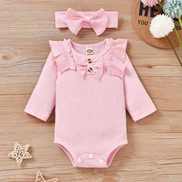 Aalizzwell Preemie Baby Girls Ribbed Outfit Set