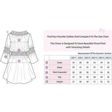 Floral Print Long Sleeve Dresses for Big Girls 7-16