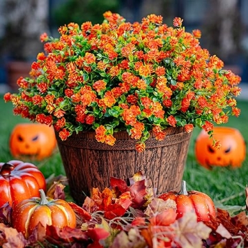Artificial Flowers Outdoor Plastic Plants - 12 Bundles Face Mums, UV Resistant Faux Greenery