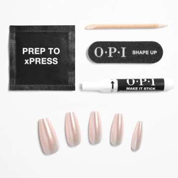 OPI xPRESS/ON Throw Me a Kiss | Soft Pink Long Coffin Press On Nails | With Nail Glue | Long Lasting, Reusable, Non-damaging