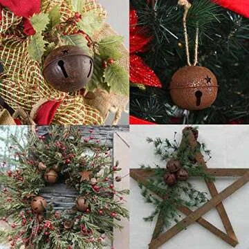 Winlyn 28 Pack Rusty Jingle Bells for Holiday Crafts