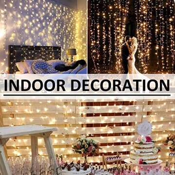 Solhice LED Curtain Lights Outdoor 20ft x10ft, 600 LED Plug in Hanging String Lights Indoor, Twinkle Lights Backdrop for Outside Backyard Wedding Bedroom Decor, Warm White (Not Connectable)