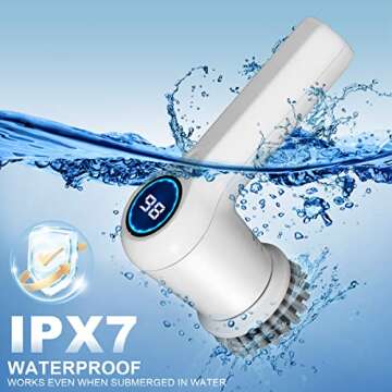 GEERLEPOL Electric Spin Scrubber with LED Display and 4 Brush Heads for Effortless Cleaning