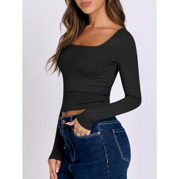 Stylish ANRABESS Long Sleeve Crop Top for Women