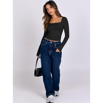 Stylish ANRABESS Long Sleeve Crop Top for Women