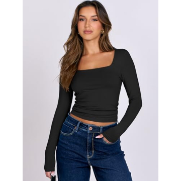 Stylish ANRABESS Long Sleeve Crop Top for Women