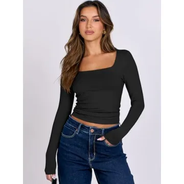 Stylish ANRABESS Long Sleeve Crop Top for Women