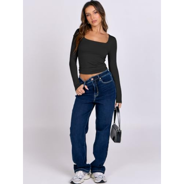 Stylish ANRABESS Long Sleeve Crop Top for Women