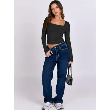 Stylish ANRABESS Long Sleeve Crop Top for Women