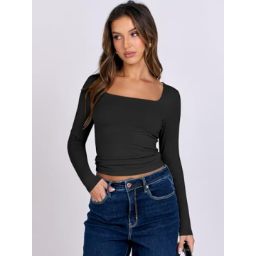Stylish ANRABESS Long Sleeve Crop Top for Women