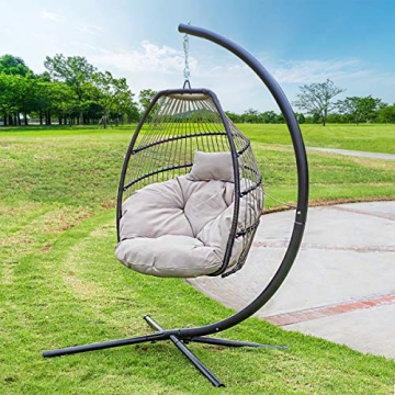 Barton Premium Egg Chair - Stylish Indoor Outdoor Hanging Chair with Deep Cushion