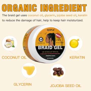 8.8OZ Strong Hold Braiding Gel for Twists, Locs, Cornrows - Tames Frizz, High Shine, No Flake, Easy ...