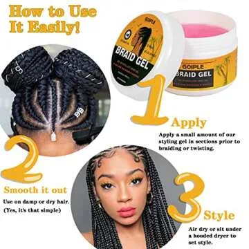 8.8OZ Strong Hold Braiding Gel for Twists, Locs, Cornrows - Tames Frizz, High Shine, No Flake, Easy Edge Control