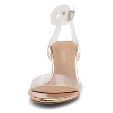 Shoe Land SL-Amaya Women's Low Heels Open Toe Dress Heeled Sandals Clear Heels Ankle Strap Block Sho...