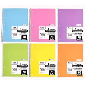 Mead Spiral Notebook 4 Pack - Pastel College Ruled Notebooks