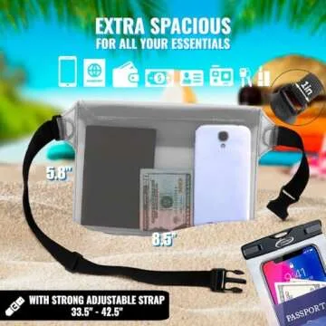 AiRunTech Waterproof Phone Pouch, Cruise Essentials 4-Piece Set, Beach Vacation Kayak Cruise Accessories Must Haves, Waterproof Bag for Travel with Phone Lanyard (2 Phone cases + 2 Fanny Packs)