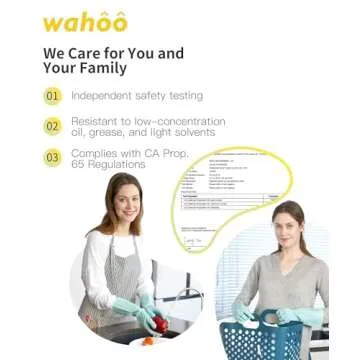 LANON Protection wahoo Skin-Friendly Dishwashing Cleaning Gloves, Dishwashing Kitchen Gloves with Cotton Flocked Liner, Non-Slip, Surf Spray, Large