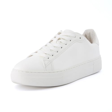 CUSHIONAIRE ROC Lace Up Womens White Sneakers | Comfortable Vegan Leather Casual Platform Sneaker wi...