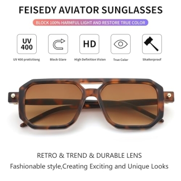 FEISEDY Retro Vintage 70s Aviator Sunglasses for Everyone
