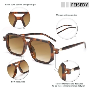 FEISEDY Retro Vintage 70s Aviator Sunglasses for Everyone