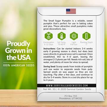 Survival Garden Seeds - Small Sugar Pumpkin Seeds for Planting – 1 Packet with Instructions to Gro...