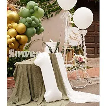 SUWEN 40 Inch White Large 1 Balloon Number Big Foil Helium Number Balloons 0-9 Giant Jumbo Happy 1st Birthday Party Decorations for Boy or Girl Huge Mylar Anniversary Party Supplies