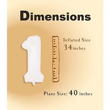 SUWEN 40 Inch White Large 1 Balloon Number Big Foil Helium Number Balloons 0-9 Giant Jumbo Happy 1st Birthday Party Decorations for Boy or Girl Huge Mylar Anniversary Party Supplies