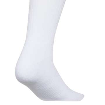 adidas Women's Athletic Cushioned Crew Socks (6-Pair) with arch compression, White/Clear Sky Blue/Bliss Lilac Purple,Medium