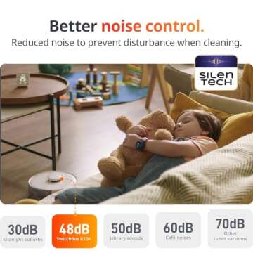 SwitchBot Mini Robot Vacuum K10+, Self-Emptying Base for 70 Days of Cleaning, LiDAR Navigation, Robot Vacuum and Mop Combo with Custom Cleaning, 48dB Ultra Quiet, 150Mins Max, Compatible with Alexa