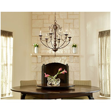 Quorum Traditional Six Light Chandelier in Vintage Finish