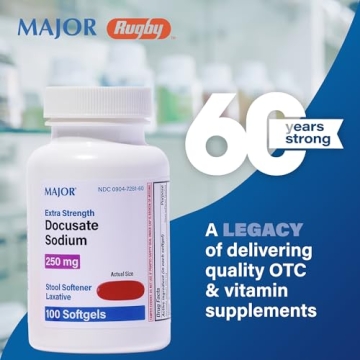 Major Docusate Sodium 250 mg Stool Softener for Constipation Relief