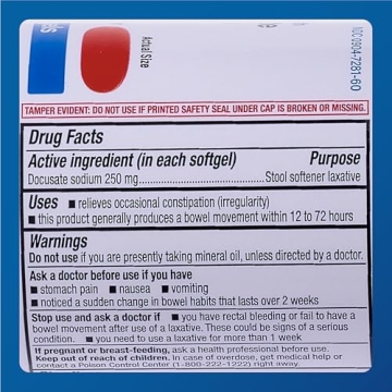 Major Docusate Sodium 250 mg Stool Softener for Constipation Relief