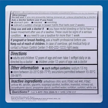 Major Docusate Sodium 250 mg Stool Softener for Constipation Relief
