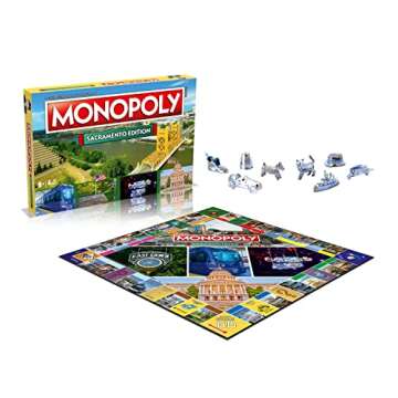 Monopoly Board Game - Sacramento Edition: 2-6 Players Family Board Games for Kids and Adults, Board Games for Kids 8 and up, for Kids and Adults, Ideal for Game Night