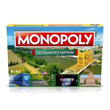 Monopoly Board Game - Sacramento Edition: 2-6 Players Family Board Games for Kids and Adults, Board Games for Kids 8 and up, for Kids and Adults, Ideal for Game Night
