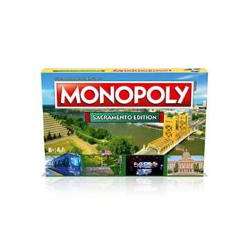 Monopoly Board Game - Sacramento Edition: 2-6 Players Family Board Games for Kids and Adults, Board Games for Kids 8 and up, for Kids and Adults, Ideal for Game Night