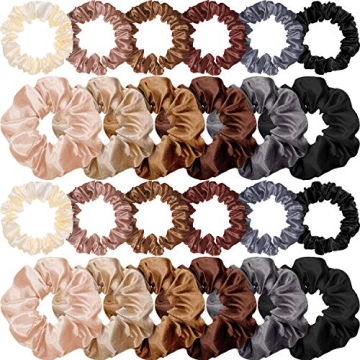 WILLBOND Satin Hair Scrunchies Bulk - 24 Vibrant Colors