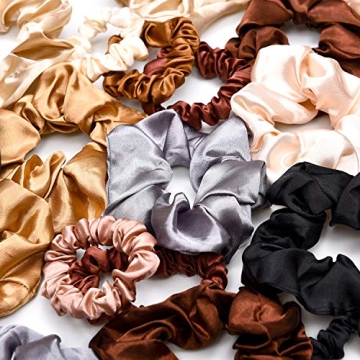 WILLBOND Satin Hair Scrunchies Bulk - 24 Vibrant Colors