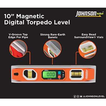Johnson Programmable Digital Torpedo Level for Accurate Measurements