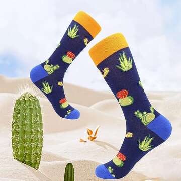 BISOUSOX Mens Dress Socks Funny Fun Colorful Crazy Funky Crew Socks for Men Novelty Happy Cotton Size 9-12