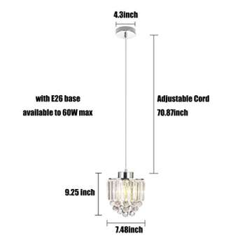 COTULIN 3 Pack Decorative Crystal Pendant Light,Chrome Chandelier Pendant Lights for Kitchen Island Dining Room Living Room Bar Hanging Lighting Fixtures