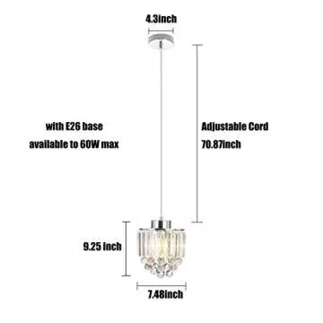 COTULIN 3 Pack Decorative Crystal Pendant Light,Chrome Chandelier Pendant Lights for Kitchen Island Dining Room Living Room Bar Hanging Lighting Fixtures
