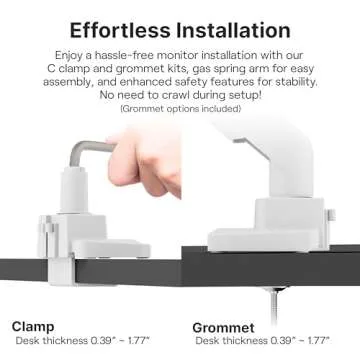 Pixio PS2S White Ultrawide Heavy-Duty Premium Single Monitor Arm Stand Desk Mount - Fits up to 49 inches Monitors, Weights up to 39lbs Flat / 31lbs Curved, Compatible with VESA 75x75 100x100mm