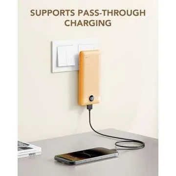 VRURC Portable Charger with Built-in Cables and AC Wall Plug - 10000mAh Power Bank for Smartphones, ...