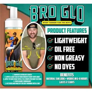 Bro Glo Self Tanner for Men - Easy Sunless Tan Mousse