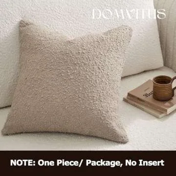DOMVITUS Boucle Pillow Covers 20x20, Pillow Covers Decorative Couch Pillows for Living Room, Throw Pillow Covers for Bedroom Chair Sofa Accent Couch Pillows Soft Cushion Case, 1PC, Oatmeal