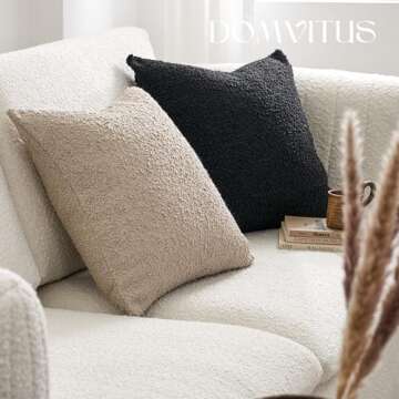 DOMVITUS Boucle Pillow Covers 20x20, Pillow Covers Decorative Couch Pillows for Living Room, Throw Pillow Covers for Bedroom Chair Sofa Accent Couch Pillows Soft Cushion Case, 1PC, Oatmeal