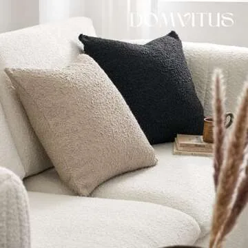DOMVITUS Boucle Pillow Covers 20x20, Pillow Covers Decorative Couch Pillows for Living Room, Throw Pillow Covers for Bedroom Chair Sofa Accent Couch Pillows Soft Cushion Case, 1PC, Oatmeal