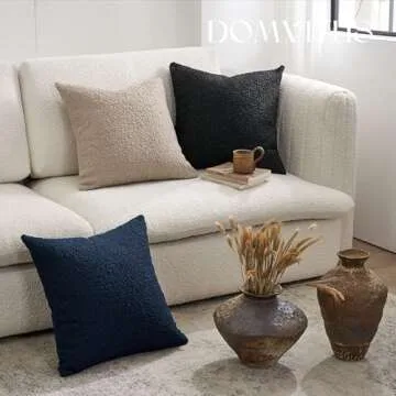 DOMVITUS Boucle Pillow Covers 20x20, Pillow Covers Decorative Couch Pillows for Living Room, Throw Pillow Covers for Bedroom Chair Sofa Accent Couch Pillows Soft Cushion Case, 1PC, Oatmeal