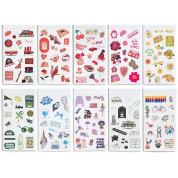 ban.do Sticker Book with Over 700 Assorted Stickers, 35 Sticker Sheets with Fun Stickers, Colorful Sticker Pack with Aesthetic Stickers for Scrapbooking Planners or Journals, Issue 7